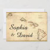 Rustic Hawaiian ThMED Map Wedding Uitnodiging (Voorkant)
