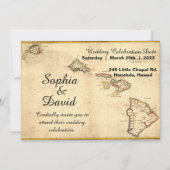 Rustic Hawaiian ThMED Map Wedding Uitnodiging (Achterkant)