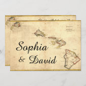 Rustic Hawaiian ThMED Map Wedding Uitnodiging (Voorkant / Achterkant)