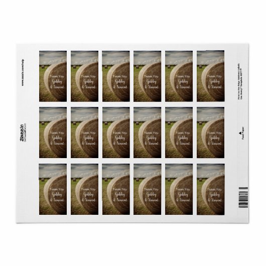 Rustic Hay Bales Ranch Wedding Bedankt Labels (Full Sheet)