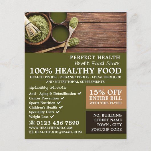 Rustic Health Food Store Advertising Flyer (Voorkant)