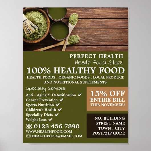 Rustic Health Food Store Advertising Poster (Voorkant)