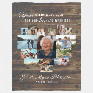 Rustic Heart 15 Foto Collage Herdenkingsdeken Fleece Deken