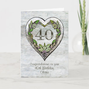 Rustic Heart 40th Birthday Kaart