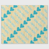 Rustic Heart Blue Blauwgroen Aqua Tan Brown Cadeaupapier (Vlak)