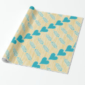 Rustic Heart Blue Blauwgroen Aqua Tan Brown Cadeaupapier (Uitgerold)