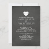 Rustic Heart Chalkboard bruiloft uitnodiging (Voorkant)