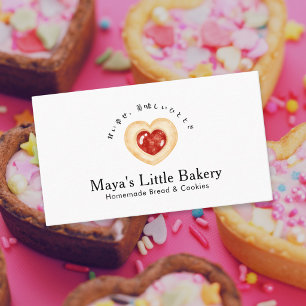 Rustic Heart Cookie Watercolor Bakkerij Visitekaartje