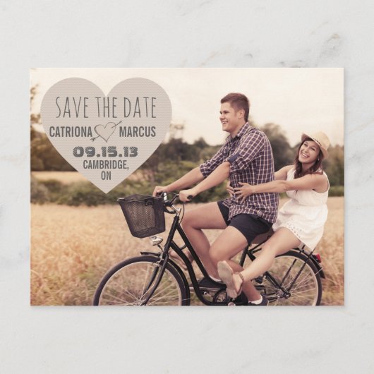 Rustic Heart  Foto Save the Date Briefkaart (Voorkant)