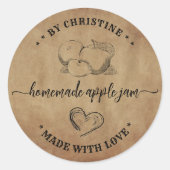 Rustic Heart Handmade With Love appeljam label (Voorkant)