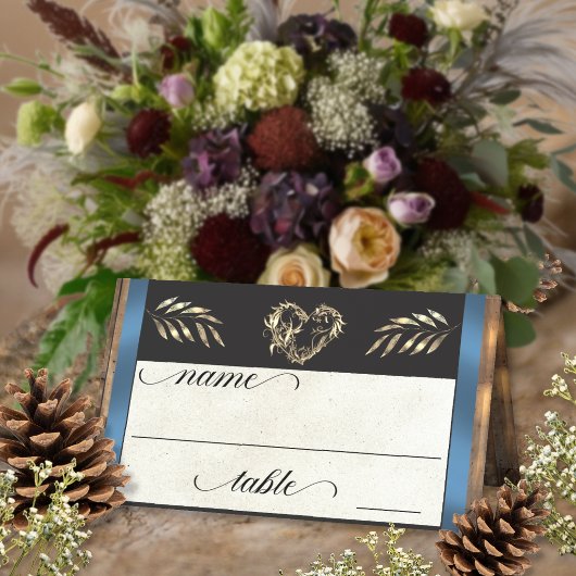 Rustic Heart & Monogram - Blauw
