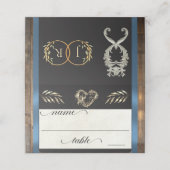 Rustic Heart & Monogram - Blauw (Buitenkant ongevouwen)