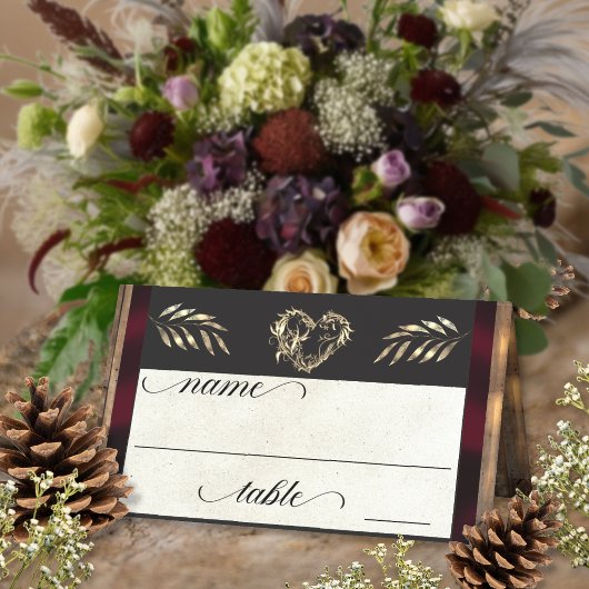 Rustic Heart & Monogram - Bordeauxrood