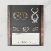 Rustic Heart & Monogram - Bordeauxrood (Buitenkant ongevouwen)