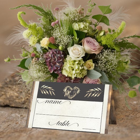 Rustic Heart & Monogram - Crème