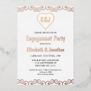 Rustic Heart Monogram Engagement Party Folie Uitnodiging