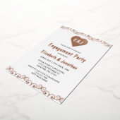 Rustic Heart Monogram Engagement Party Folie Uitnodiging (Gedraaid)