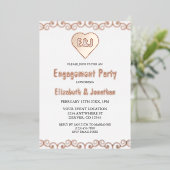 Rustic Heart Monogram Engagement Party Folie Uitnodiging (Staand Voorkant)