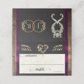 Rustic Heart & Monogram - Pruim (Buitenkant ongevouwen)