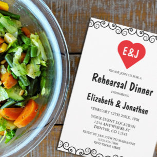 Rustic Heart Monogram Rehearsal Dinner Kaart