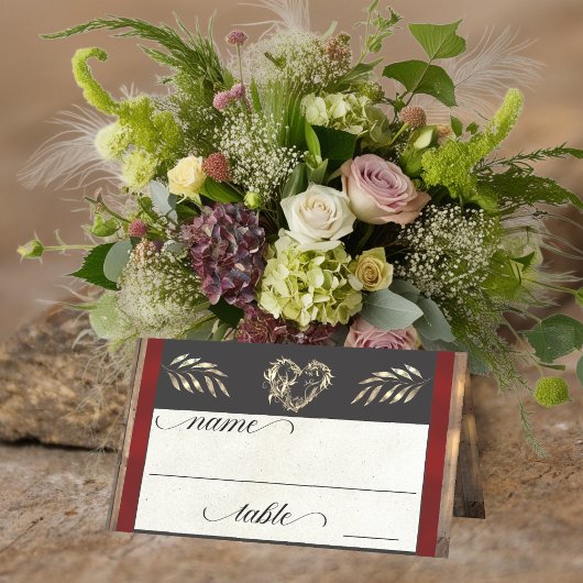 Rustic Heart & Monogram - Rood