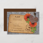 Rustic Heart Orange Daisy Mariage campagnard RSVP (Devant / Derrière)