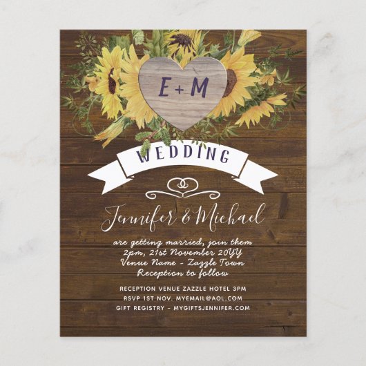 Rustic Heart PHOTO Sunflower Woodland Wedding (Voorkant)