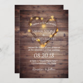 Rustic Heart String Lights Country Barn Wedding Kaart (Voorkant / Achterkant)