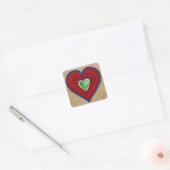 Rustic Heart Valentijnsdag Vierkante Sticker (Envelop)