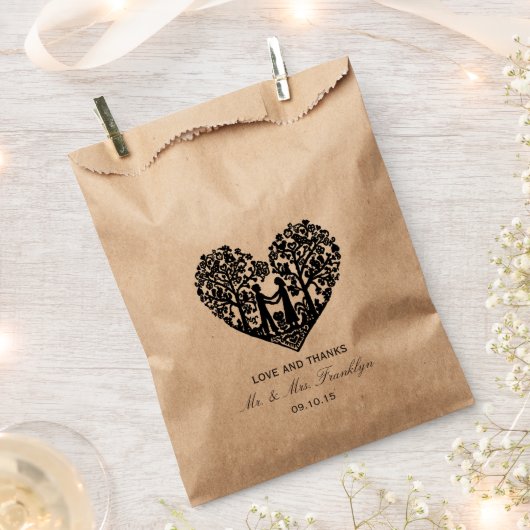 Rustic Heart Wedding Favor Bag Bedankzakje (Geknipt)