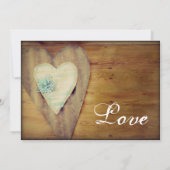Rustic Hearts Barn Wood Country Wedding Invites Kaart (Achterkant)