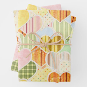 Rustic Hearts Inpakpapier Plat Vel Set van 3