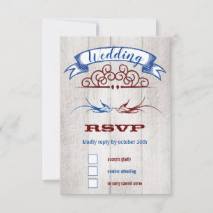 Rustic Hearts Mint Coral RSVP Kaartje