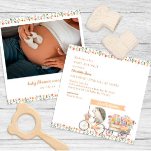 Rustic Hedgehog Baby shower Fotouitnodiging Kaart