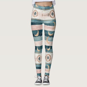 Rustic Hemels Streeppatroon Maan Zon Aards (10) Leggings
