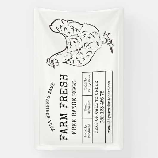 Rustic Hen Boerderij Fresh Eggs Marketing Spandoek (Verticaal)