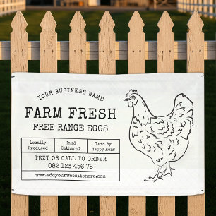 Rustic Hen Boerderij Fresh Eggs Marketing Spandoek