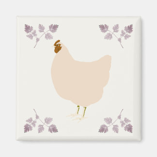Rustic Hen Chicken and Chervil Herbs Magnet Magneet