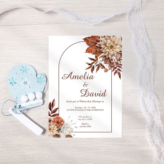 Rustic Herfst Arch Wedding Invitation Kaart