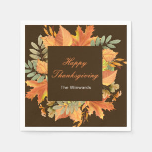 Rustic Herfst Bladeren Vierkant Thanksgiving  Servet