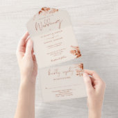 Rustic Herfst Bloem Boho Bruiloft All In One Uitnodiging (Afscheurbaar)