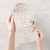 Rustic Herfst Bloemige Boho Bruiloft All In One Uitnodiging (Afscheurbaar)