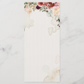 Rustic Herfst Boho Waterverf Bloemen Bruiloftsmenu Menu (Achterkant)