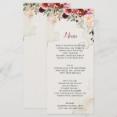 Rustic Herfst Boho Waterverf Bloemen Bruiloftsmenu Menu (Voorkant / Achterkant)