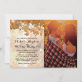 Rustic Herfst herfst Boom Licht Foto bruiloft Kaart (Voorkant)