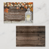 Rustic Herfst Hotel Accommodations Lantern Informatiekaartje (Voorkant / Achterkant)