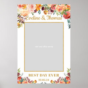 Rustic herfst oranje marigold huwelijksfotoprop poster