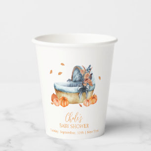 Rustic Herfst Pompoen Wieg Baby shower Papieren Bekers