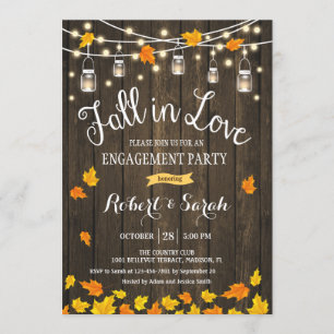 Rustic Herfst Verliefd Verlovingsfeest Kaart