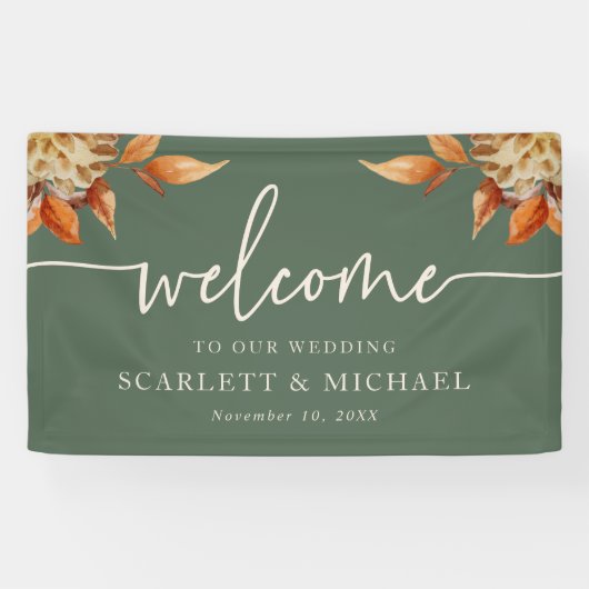 Rustic Herfst Welcome Wedding Banner (Horizontaal)